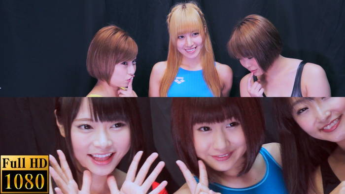 YUE なつめ愛莉 小泉まりがじゃれ合ってプロレス技をかけてます